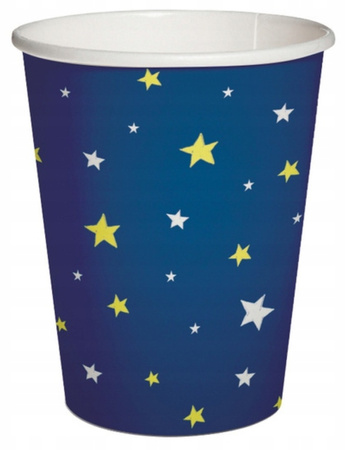 Kubeczki Niebieskie Kosmos Gwiazdy na Urodziny Roczek Starlit Sky 250ml 8sz