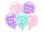 Ekologiczne Balony RÓŻOWE na urodziny dziewczynki HAPPY BIRTHDAY 26cm 5szt