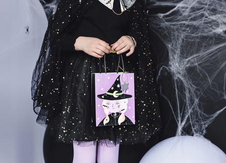 Duża Torebka na Prezenty Cukierki Czarownica Wiedźma na Halloween 8x14x18cm