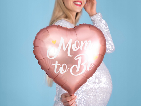 Balon Foliowy Serce Różowe Mom to Be na Baby Shower dla przyszłej Mamy 35cm