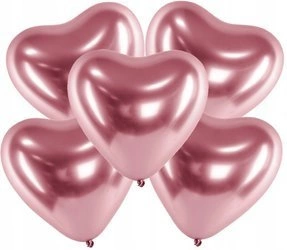 Balony RÓŻOWE ZŁOTO SERCA 30cm GLOSSY 5szt roczek