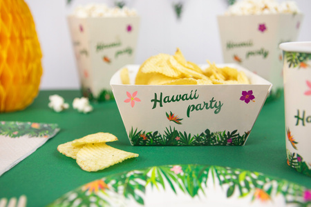 Duże Pudełka Hawaii Party Hawajskie na chipsy słodycze Urodziny Roczek 4szt