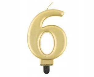Świeczka ZŁOTA cyfra na 6 urodziny tort GLAMOUR