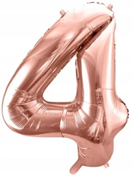 Balon RÓŻOWE ZŁOTO foliowy CYFRA 4 na urodziny jubileusz ROSE GOLD 100cm