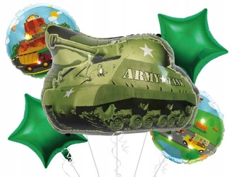 Zestaw balony foliowe CZOŁG na urodziny roczek x5