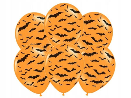 Duże Balony Pomarańczowe Czarne Nietoperze Dekoracje na Halloween 6szt 36cm