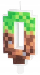 Świeczka na piku PIKSELE zielona cyfra 0 na urodziny tort jubileusz 7cm