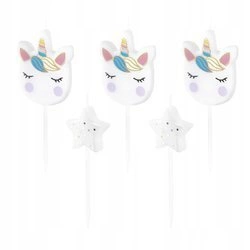 Świeczki białe JEDNOROŻEC na urodziny tort 5szt
