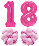 Zestaw RÓŻOWY na 18 URODZINY 100cm balony konfetti