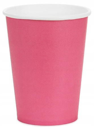 Kubeczki Papierowe Ciemne Różowe na Urodziny Roczek Komunię Ślub 250ml 6szt