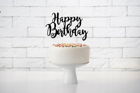 TOPPER na tort HAPPY BIRTHDAY CZARNY 22,5cm ROCZEK