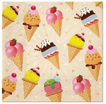 Serwetki Kolorowe Ice Cream Lody w rożku na Urodziny Roczek Lato 33cm 20szt