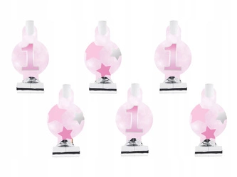 Gwizdki Gwiazdki różowe trąbki na roczek 6szt