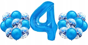 Zestaw CIEMNY NIEBIESKI na 4 URODZINY 100cm balony