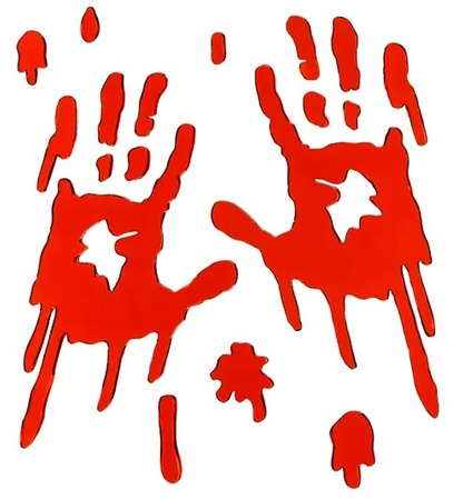Żelowe Naklejki na Okno Zakrwawione Dłonie Czerwone Dekoracja na Halloween