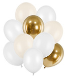 Zestaw balonów GLOSSY ZŁOTE BIAŁE ALABASTROWE na urodziny ślub 10szt 30cm