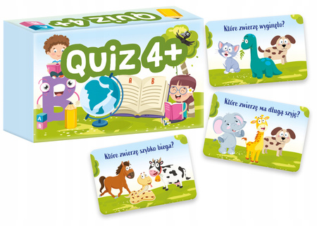 GRA mini QUIZ 4+ karciana edukacyjna rodzinna obrazkowa PREZENT na urodziny