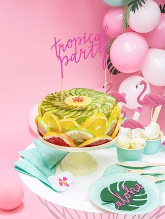 TOPPER na tort ALOHA FLAMINGI RÓŻOWE 15-23cm 6szt