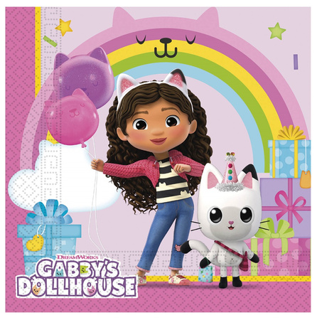 Serwetki papierowe Koci Domek Gabi Gabby's Dollhouse na urodziny 33cm 20szt