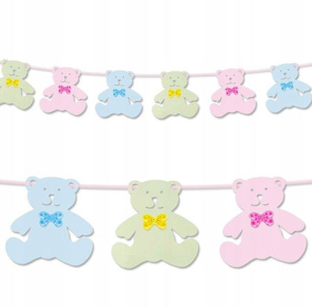 Girlanda pastelowe MISIE kolorowe na urodziny 3M