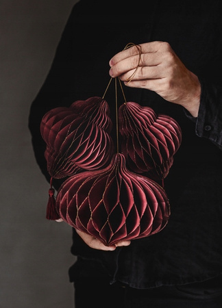 Zawieszka Latarnia Bordo Bombka wisząca Papierowa honeycomb na Choinkę 15cm