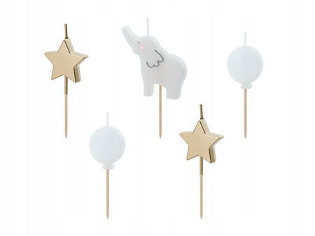 Świeczki pikery SŁONIK urodzinowe na TORT roczek urodziny party 3-5cm 5szt
