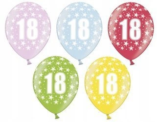 DUŻE Balony na 18 osiemnastkę urodziny 5szt mix