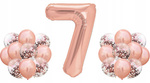 Zestaw RÓŻOWE ZŁOTO na 7 URODZINY 100cm ROSE GOLD