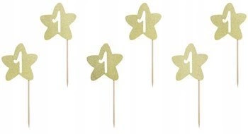 Pikery do muffinek 1st Birthday ZŁOTE 10cm ROCZEK