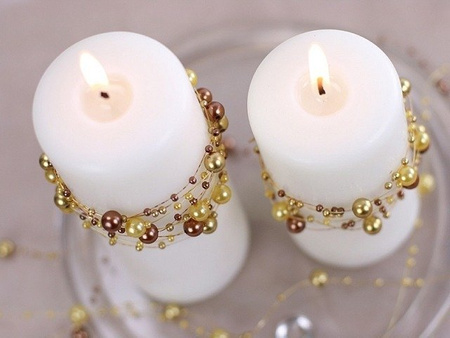 Girlandy ZŁOTE perłowe PERŁY na stół 1,3m x 5szt