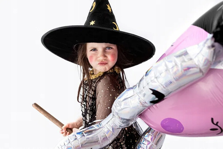 Czapka WIEDŹMY Czarodzieja kapelusz CZARNY czarownicy na Halloween bal 42cm