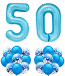Zestaw NIEBIESKI na 50 URODZINY 100cm DUŻE balony