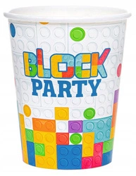 Kubeczki KLOCKI papierowe na urodziny roczek 6szt