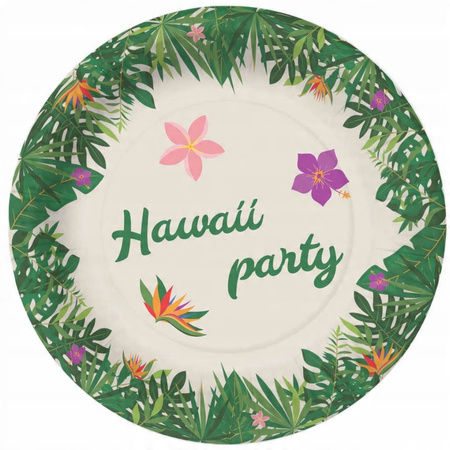 Talerzyki papierowe Hawaii Hawajskie na Urodziny Roczek Party 18cm 6szt