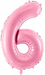 Balon JASNY RÓŻOWY foliowy CYFRA 6 na urodziny pink jubileusz imprezę 100cm