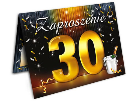 Zaproszenia z kopertą na 30 urodziny SZAMPAN 10szt