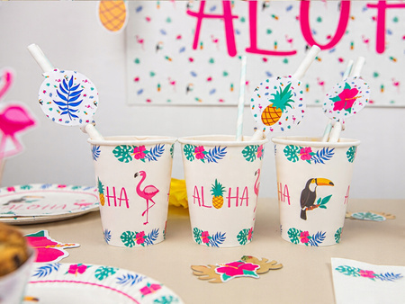 Słomki Papierowe Kolorowe Aloha Hawajskie na Urodziny Roczek Party 20cm 6sz