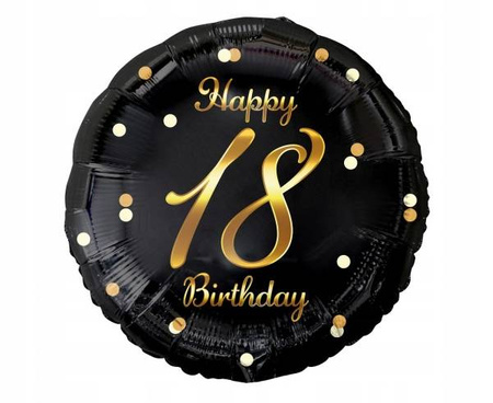 Balon foliowy CZARNY Happy 18 Birthday urodziny