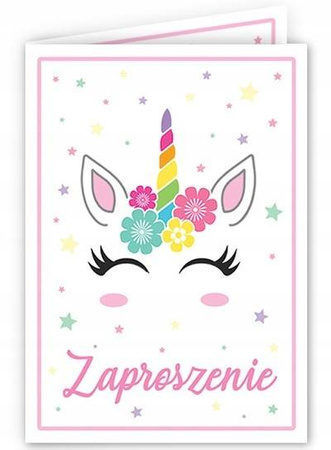Zaproszenia TĘCZOWY JEDNOROŻEC na URODZINY 10szt.