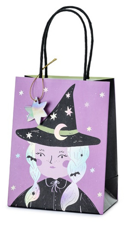 Duża Torebka na Prezenty Cukierki Czarownica Wiedźma na Halloween 8x14x18cm