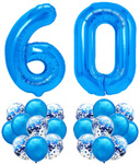 Zestaw CIEMNY NIEBIESKI na 60 URODZINY 100cm balon