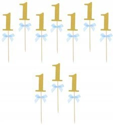 Toppery pikery na babeczki Roczek niebieskie 10szt