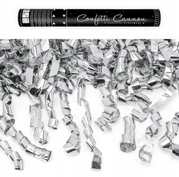 Tuba wystrzałowa SREBRO metaliczne serpentyny ślub