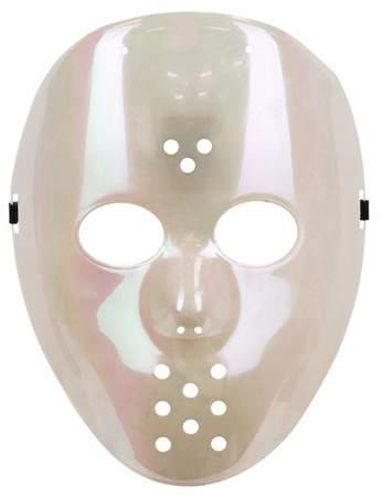 Maska Biała Hokejowa Opalizująca Strój Przebranie na Halloween Bal 20x24cm