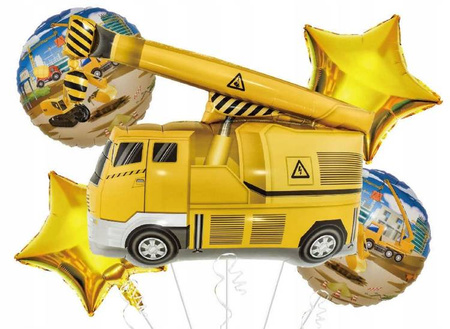 Zestaw balony foliowe DŹWIG na urodziny roczek x5