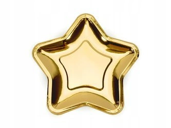 Talerzyki Gwiazdki złote papierowe 18cm 6szt.