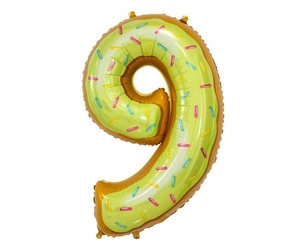 Balon foliowy CIASTECZKO cyfra cyferka 9 na urodziny party bal 78cm na hel