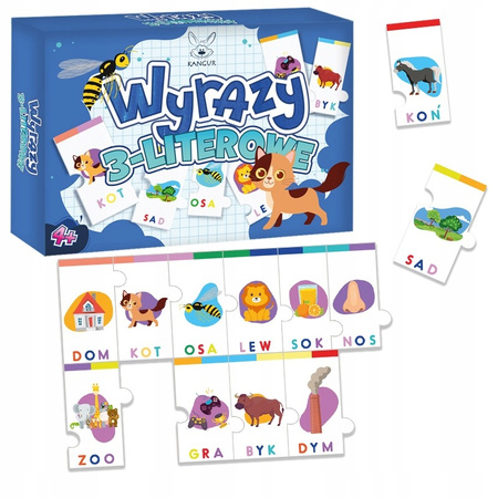 Duże PUZZLE WYRAZY 3-literowe nauka czytania pisania PREZENT dla dzieci 4+