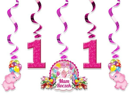 Świderki na Roczek 1 urodziny dziewczynki RÓŻOWE