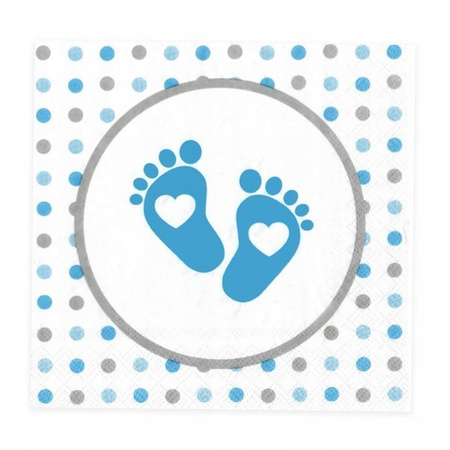 Serwetki STÓPKI NIEBIESKIE papierowe 33x33cm 20szt